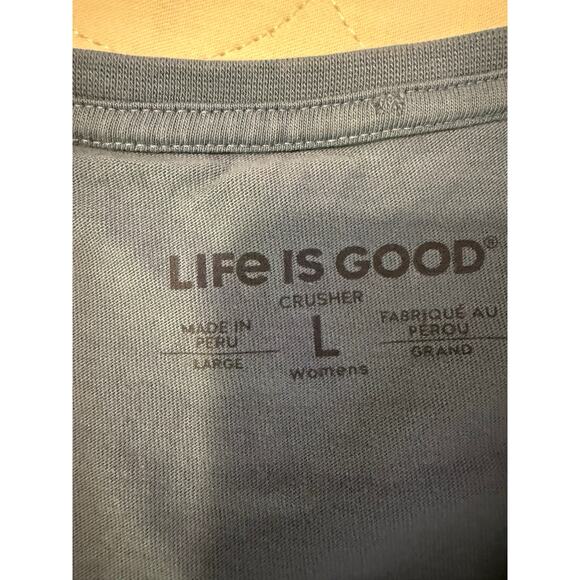 Life is Good Women’s Blue “Play Outside” Graphic T-Shirt – Size Large - Picture 4 of 4